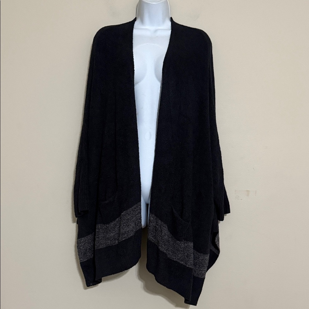 Barefoot Dreams Black Gray open Cardigan women one size soft cozy retro Y2K